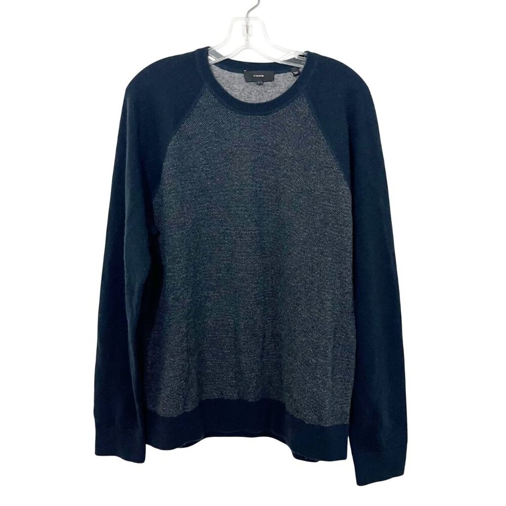 Vince Men's Birdseye Baseball Raglan Cashmere Sweater Navy Blue Size‎ Large